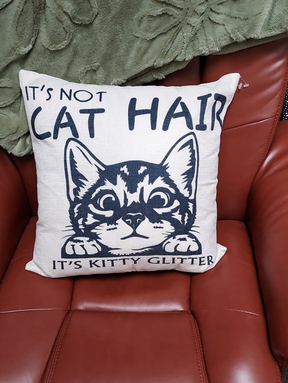 Cat Lover Decorative Throw Pillow - White with Black Kitty Print